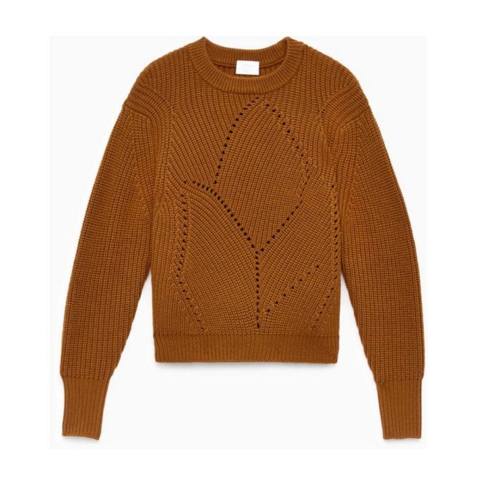 Aritzia Wilfred Serment Sweater 100% Merino Wool Pointelle Oversized Knit Fall - Picture 3 of 11